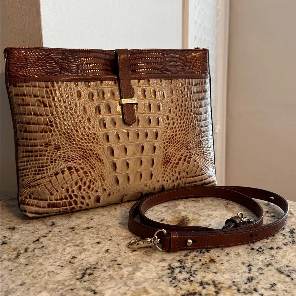 Brahmin All Day Croc Embossed Crossbody Clutch - Picture 1 of 17